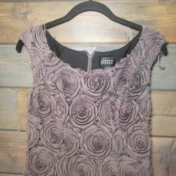 Adrianna‎ Papell neutral raw edge rosette sleeveless sheath dress womans … - Picture 9 of 13